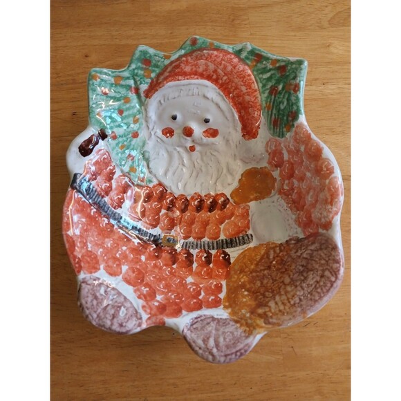 Vintage Santa Bowl Italy 8 Inch hand painted - Picture 1 of 2